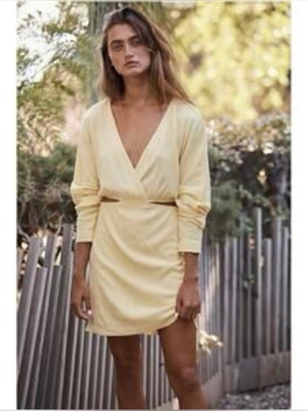 Free People Beach - Yellow V-Neck Cutout Mini Dress